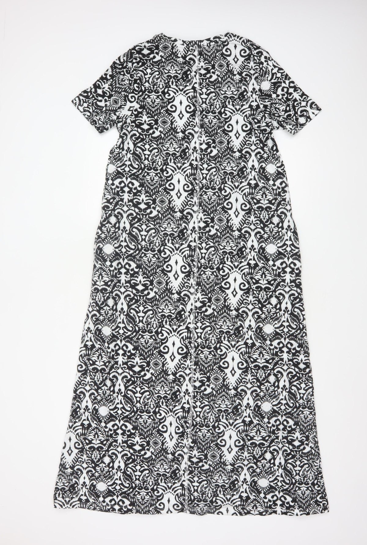 Marks & Spencer Women's Black White Size 10 A-Line Maxi Geometric Dress