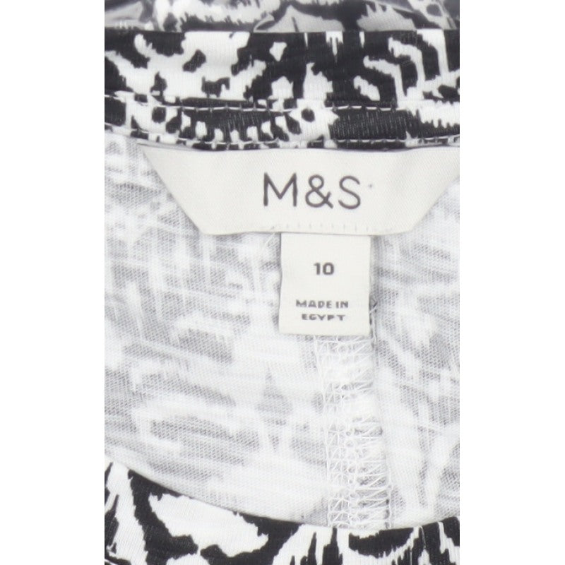 Marks & Spencer Women's Black White Size 10 A-Line Maxi Geometric Dress