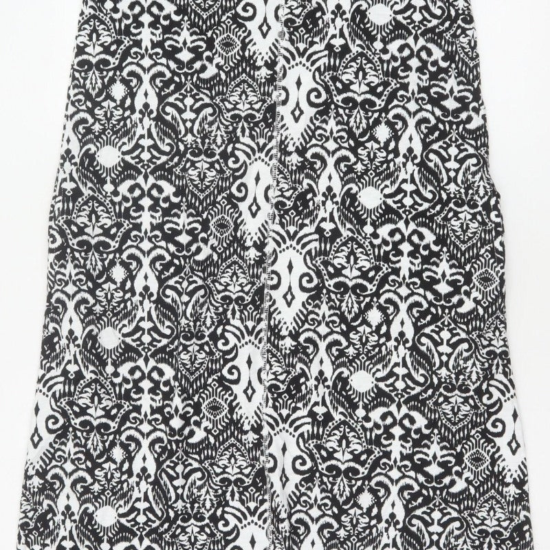 Marks & Spencer Women's Black White Size 10 A-Line Maxi Geometric Dress