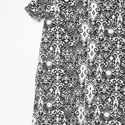 Marks & Spencer Women's Black White Size 10 A-Line Maxi Geometric Dress