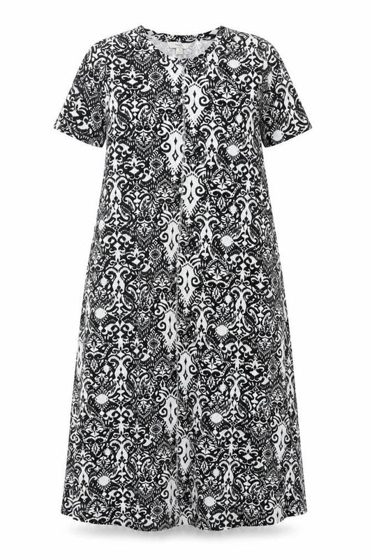 Marks & Spencer Women's Black White Size 10 A-Line Maxi Geometric Dress