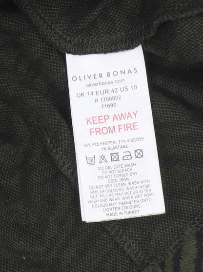 Oliver Bonas Women Green UK 14 Zebra Print Jumper Dress Long Sleeve