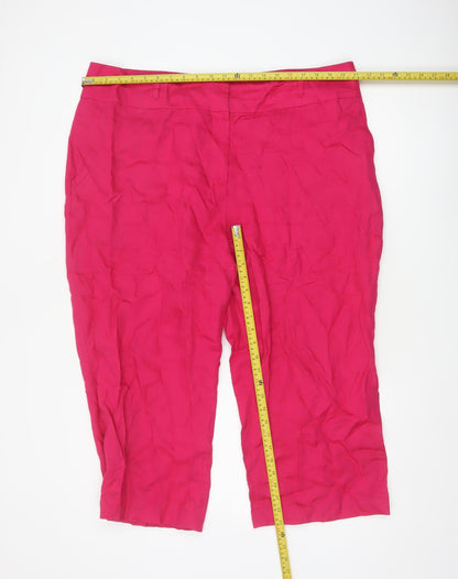 TU Women’s Pink UK 22 Linen Cropped Straight Leg Trousers Pockets