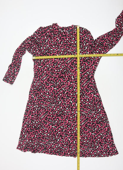 M&S Collection Women’s Pink Leopard Print Fit & Flare Dress UK 16