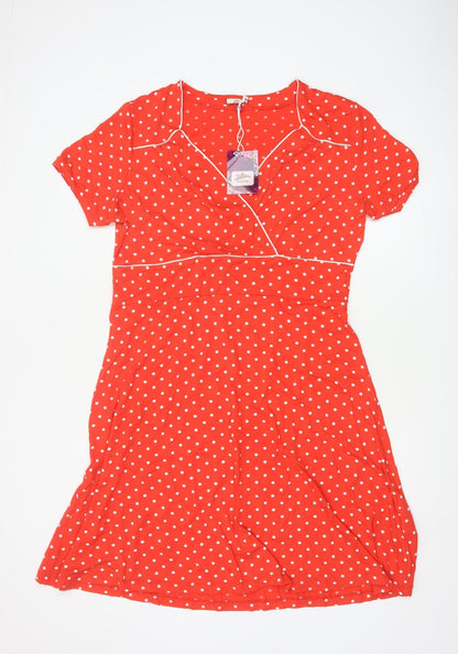 Joe Browns Women Red Polka Dot Fit & Flare Midi Dress UK 18