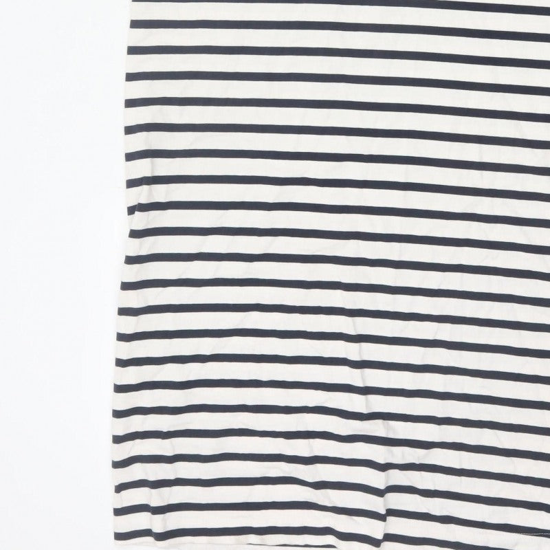 Zara Women Ivory Navy Striped M Pinafore Knee Length Dress