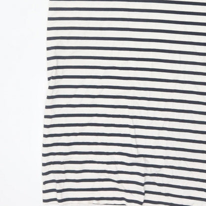 Zara Women Ivory Navy Striped M Pinafore Knee Length Dress