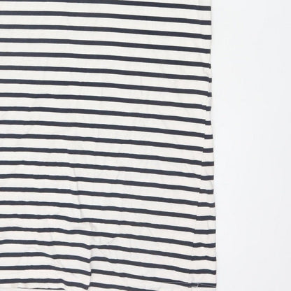 Zara Women Ivory Navy Striped M Pinafore Knee Length Dress