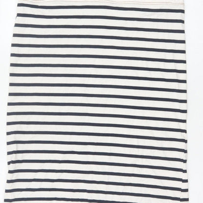 Zara Women Ivory Navy Striped M Pinafore Knee Length Dress