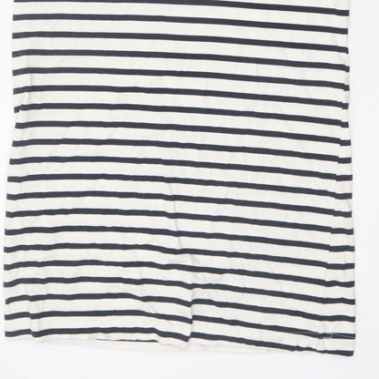 Zara Women Ivory Navy Striped M Pinafore Knee Length Dress