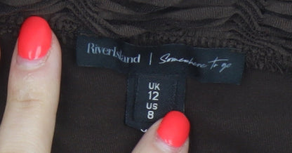 River Island Samantha Faiers Women Brown Animal Print Long Skirt UK 12
