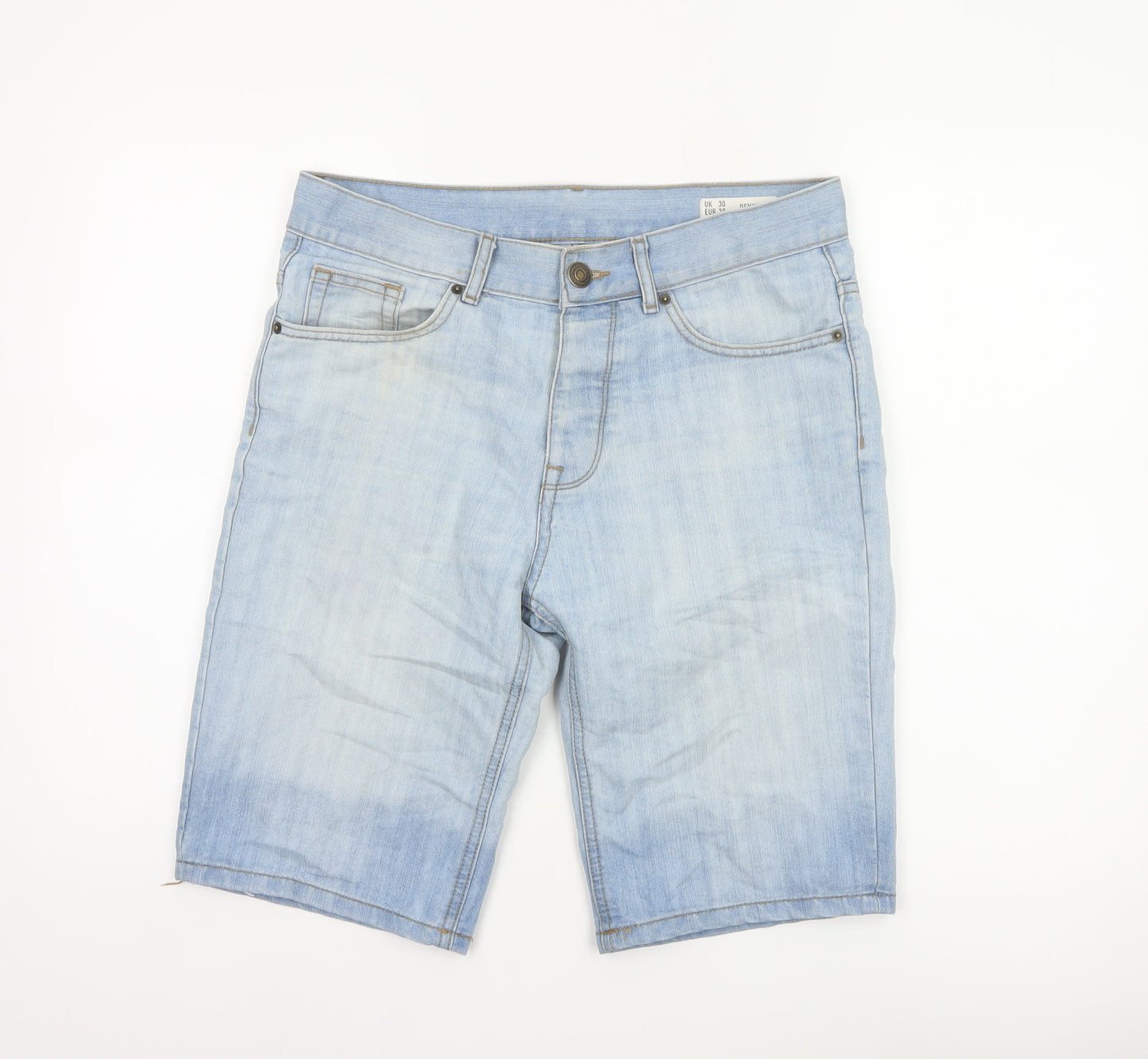Denim Co. Men’s Blue W30 Regular Light Wash Bermuda Denim Shorts