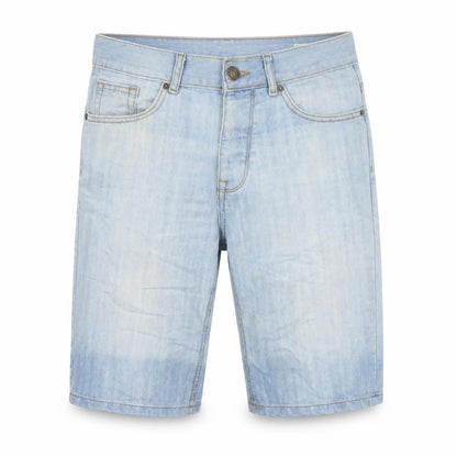Front view of Denim Co. Men’s Blue W30 Regular Light Wash Bermuda Denim Shorts