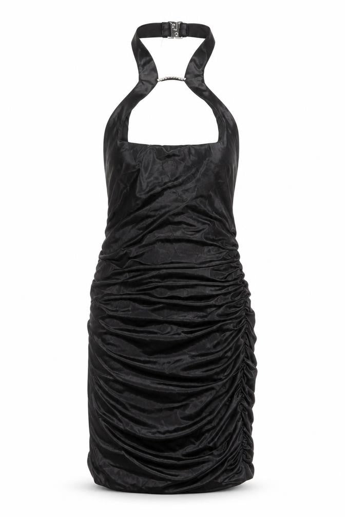 Oh Polly Women Black UK 10 Bodycon Halter Ruched Party Dress