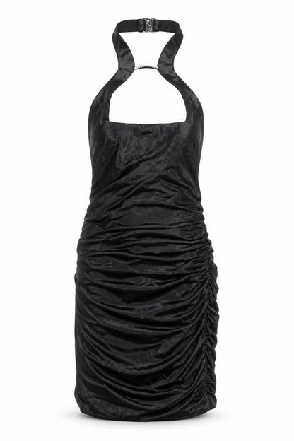 Oh Polly Women Black UK 10 Bodycon Halter Ruched Party Dress
