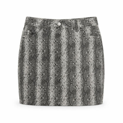 Next Women Grey Snake Print UK 10 Straight Pencil Mini Skirt Pockets
