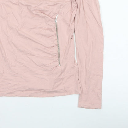 Phase Eight Women’s Pink UK 8 Basic Long Sleeve Zip Jersey Top