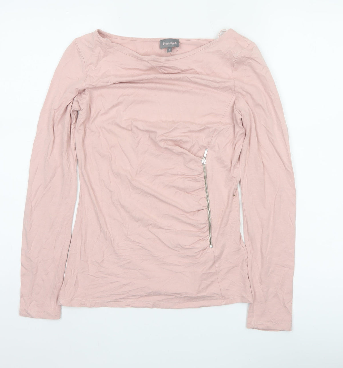 Phase Eight Women’s Pink UK 8 Basic Long Sleeve Zip Jersey Top
