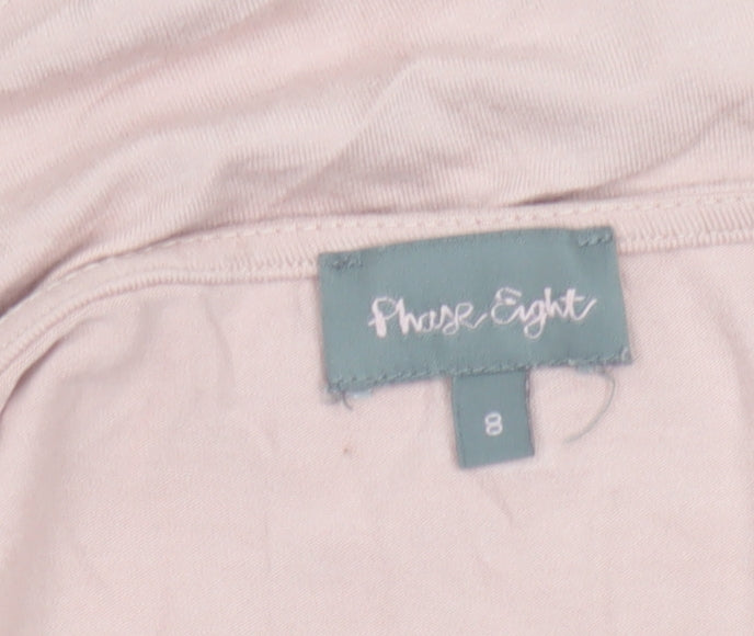 Phase Eight Women’s Pink UK 8 Basic Long Sleeve Zip Jersey Top