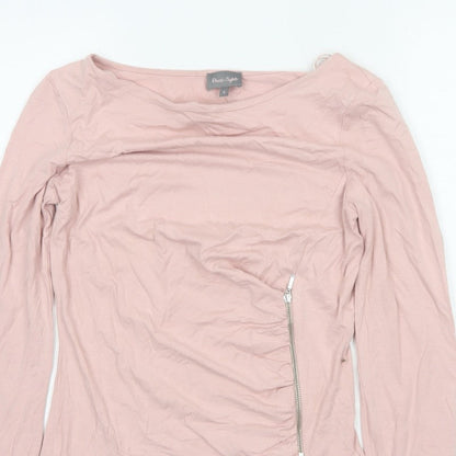 Phase Eight Women’s Pink UK 8 Basic Long Sleeve Zip Jersey Top
