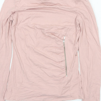 Phase Eight Women’s Pink UK 8 Basic Long Sleeve Zip Jersey Top