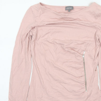 Phase Eight Women’s Pink UK 8 Basic Long Sleeve Zip Jersey Top