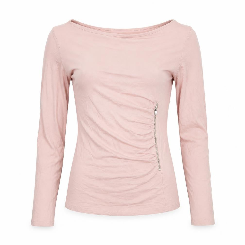 Phase Eight Women’s Pink UK 8 Basic Long Sleeve Zip Jersey Top