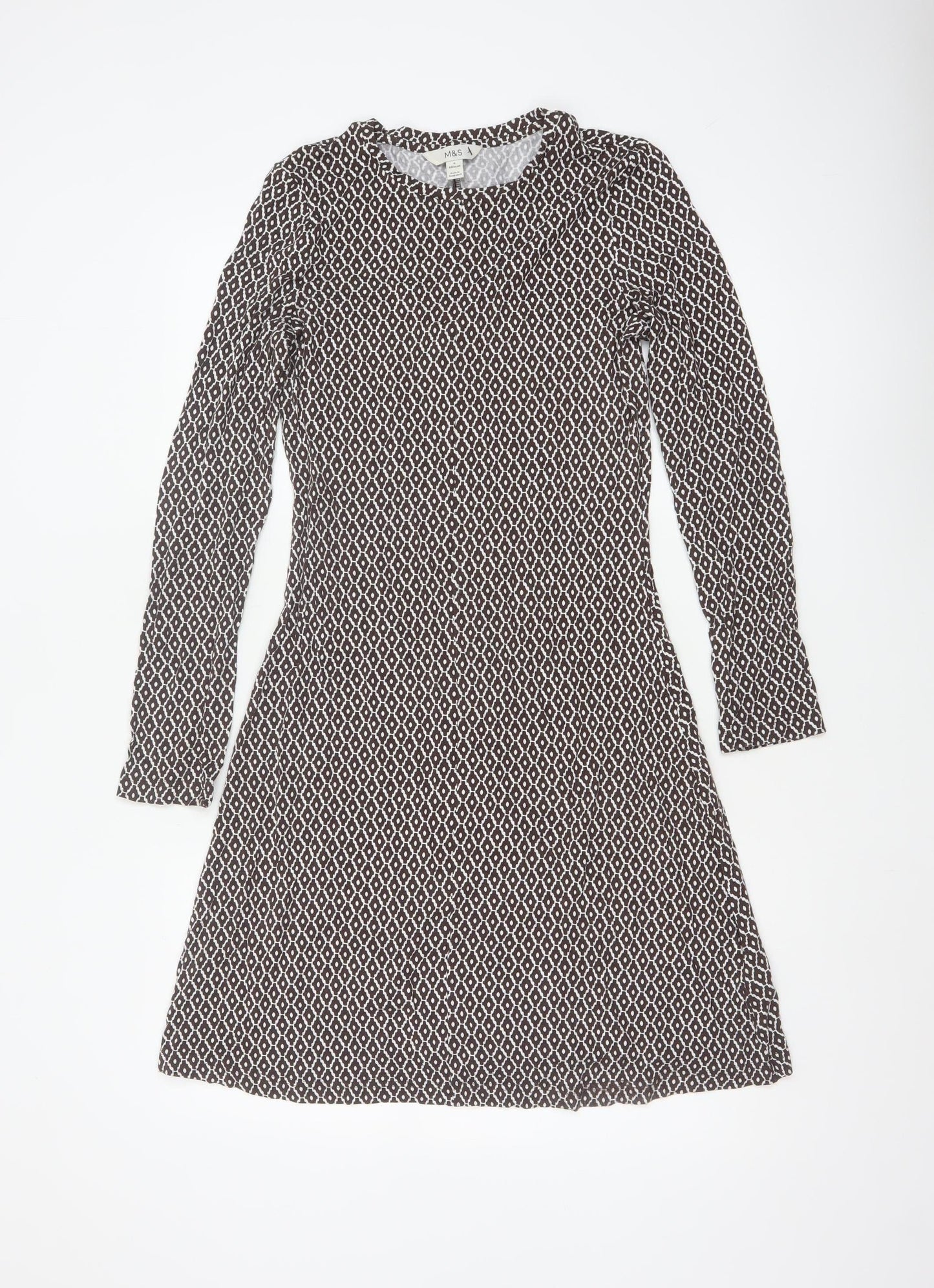 Marks and Spencer Women Brown Geometric Fit & Flare Dress UK 6
