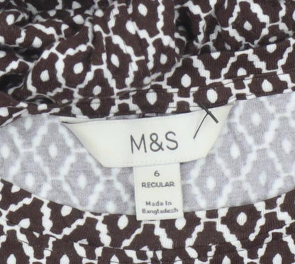 Marks and Spencer Women Brown Geometric Fit & Flare Dress UK 6