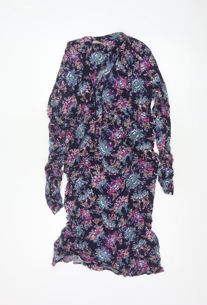 Marks and Spencer Women Multicoloured UK 14 Floral Midi Shirt Dress