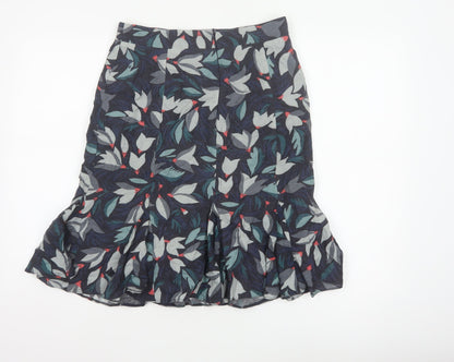 Brora Women Multicoloured Floral UK 10 Knee Length Flared Ruffle Skirt