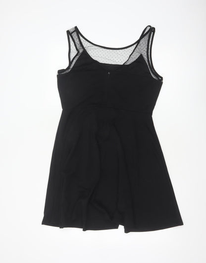 Hot Topic Women Black XL Cat Mesh Skater Dress Gothic