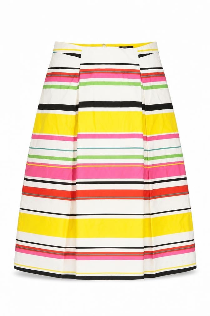 Front view of ESPRIT Women’s Multicoloured UK 14 Striped A-Line Knee Skirt
