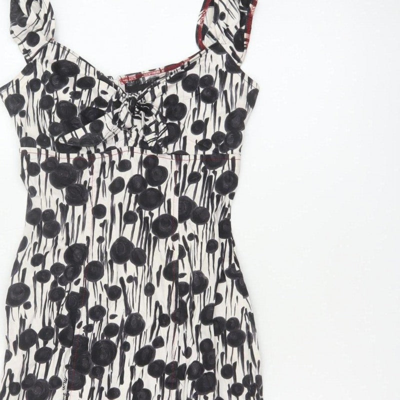 Miss Sixty Women Black White Floral S Bodycon Knee Dress