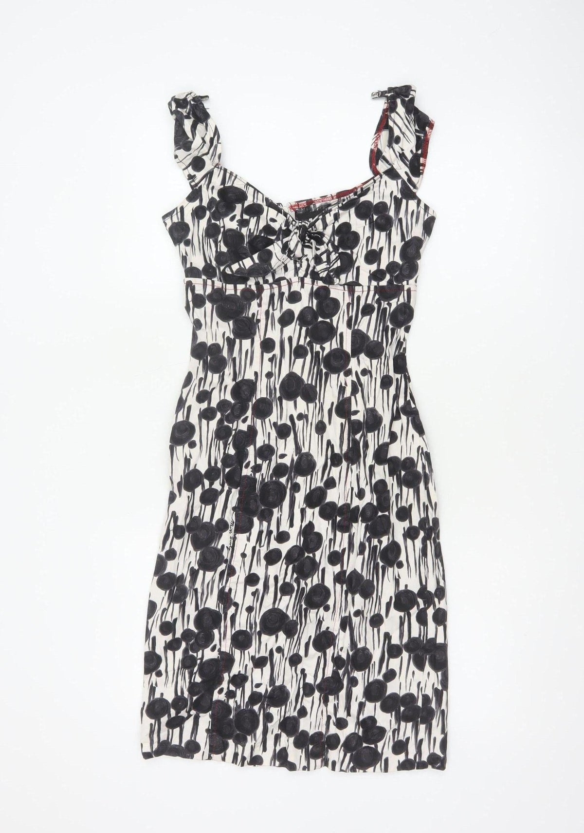 Miss Sixty Women Black White Floral S Bodycon Knee Dress