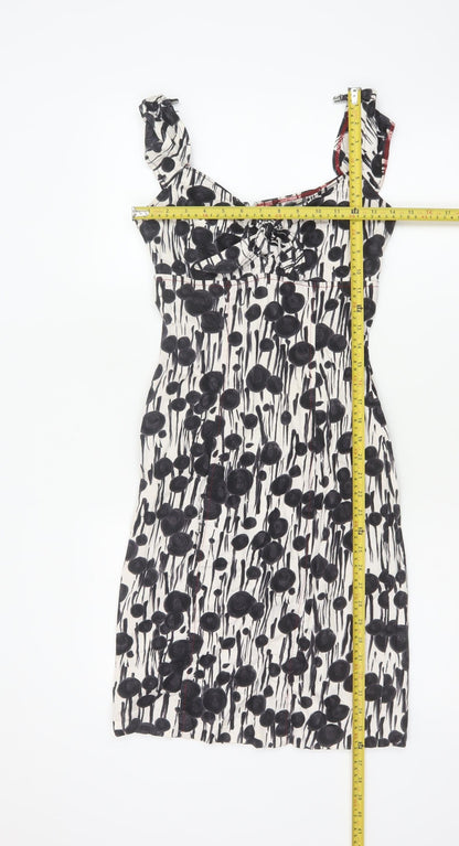 Miss Sixty Women Black White Floral S Bodycon Knee Dress