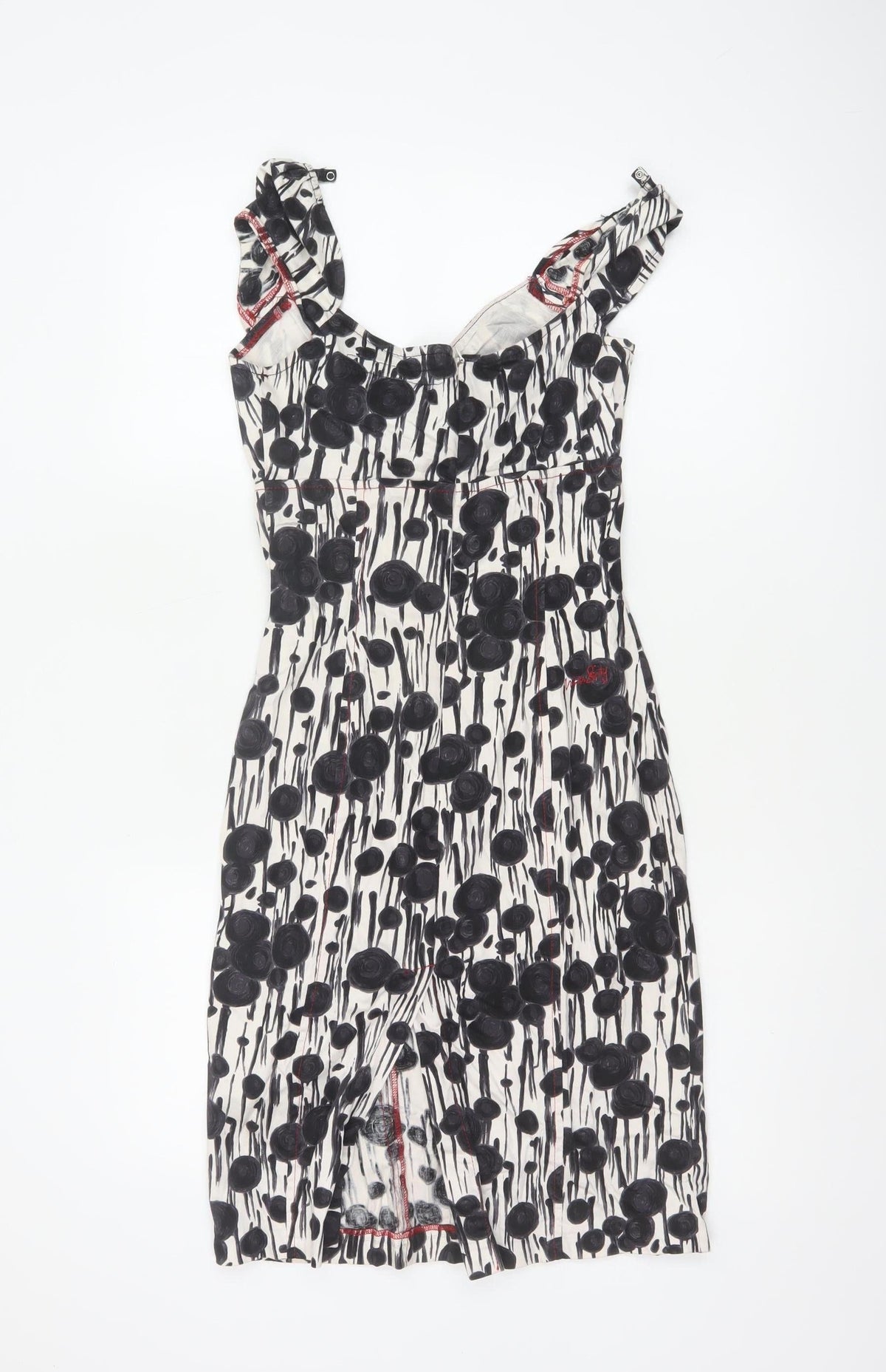 Miss Sixty Women Black White Floral S Bodycon Knee Dress