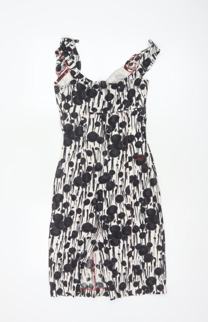 Miss Sixty Women Black White Floral S Bodycon Knee Dress