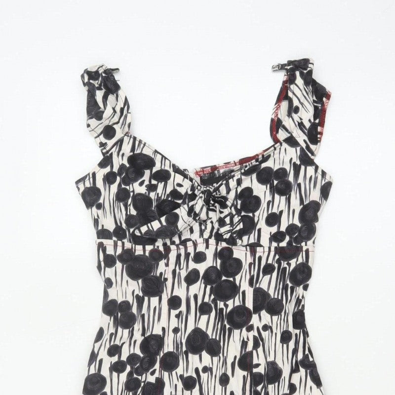 Miss Sixty Women Black White Floral S Bodycon Knee Dress
