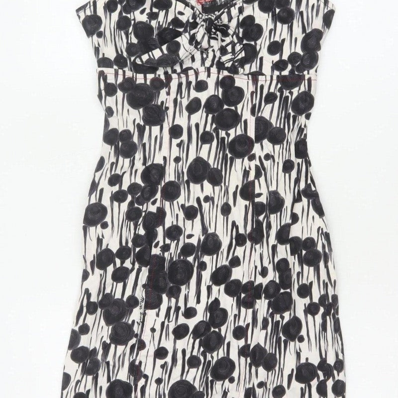Miss Sixty Women Black White Floral S Bodycon Knee Dress