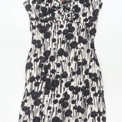 Miss Sixty Women Black White Floral S Bodycon Knee Dress