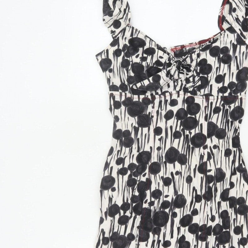 Miss Sixty Women Black White Floral S Bodycon Knee Dress