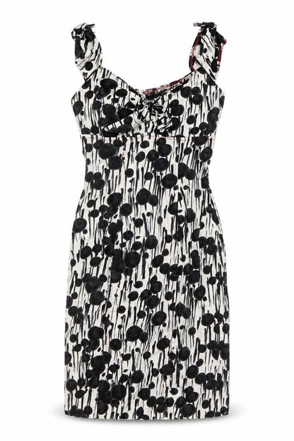 Miss Sixty Women Black White Floral S Bodycon Knee Dress