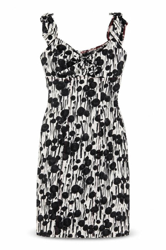 Miss Sixty Women Black White Floral S Bodycon Knee Dress