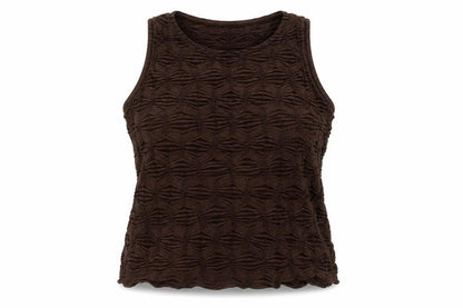 River Island Women Brown UK 12 Sheer Textured Stretch Tank Top