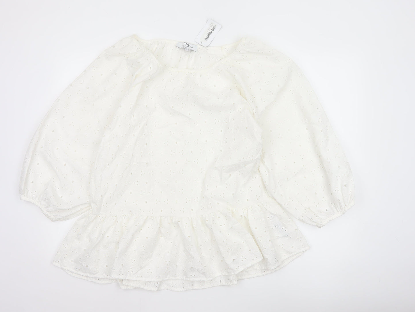 Dorothy Perkins Women Ivory UK 10 Tall Basic Broderie Blouse