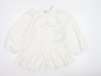 Dorothy Perkins Women Ivory UK 10 Tall Basic Broderie Blouse