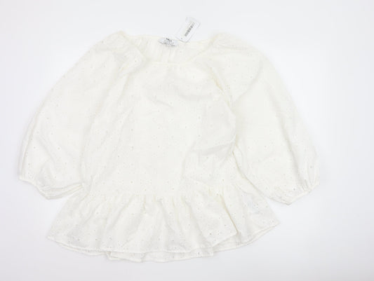 Dorothy Perkins Women Ivory UK 10 Tall Basic Broderie Blouse