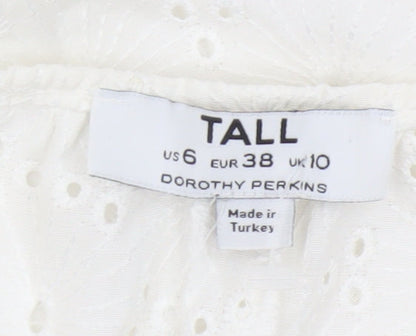 Dorothy Perkins Women Ivory UK 10 Tall Basic Broderie Blouse