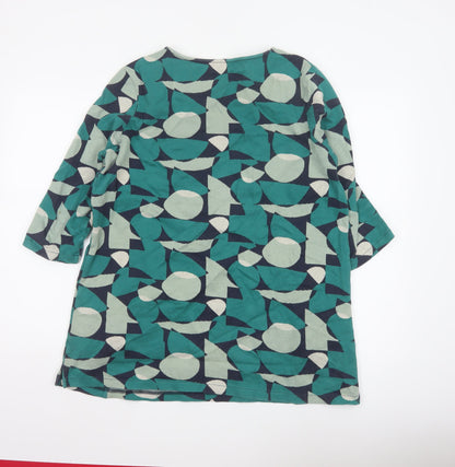 Seasalt Cornwall Women Green Geometric Jersey Tunic Top UK 16